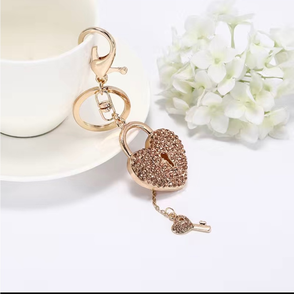 Heart Lock & Key Bag Charm/Keychain